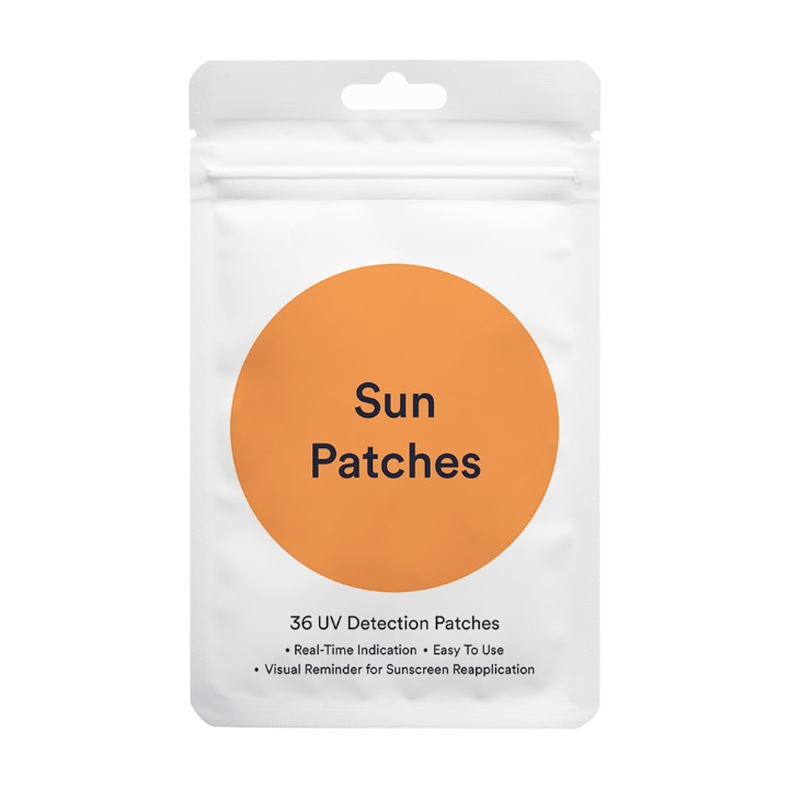 Sun Patches packaging with UV protection reminder stickers