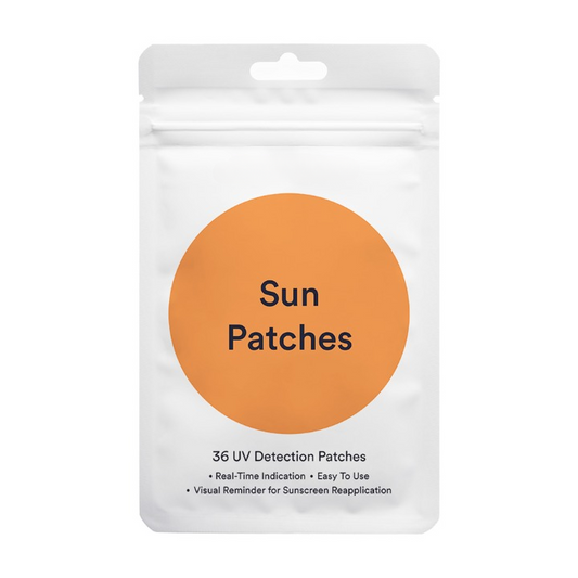 Sun Patches packaging with UV protection reminder stickers